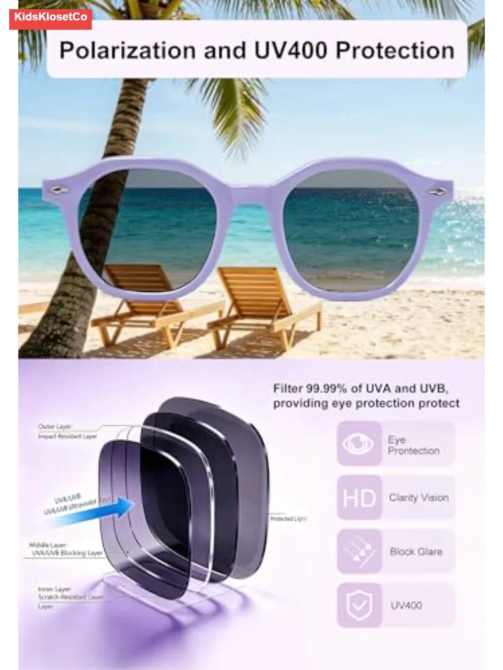 Kids Polarized Sunglasses UV400 Protection Round Frame TPEE Rubber